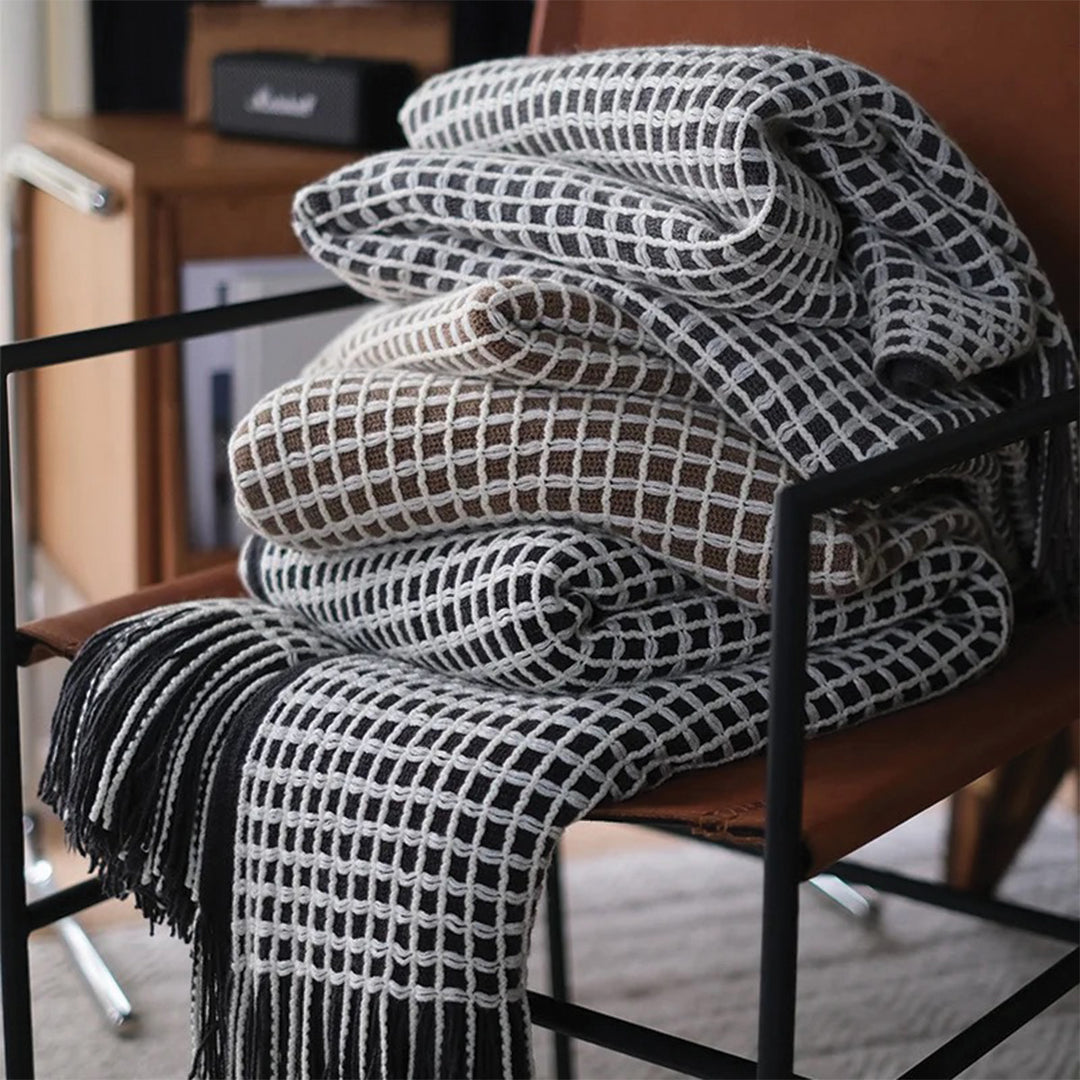 Checker Knitted Throw Blanket