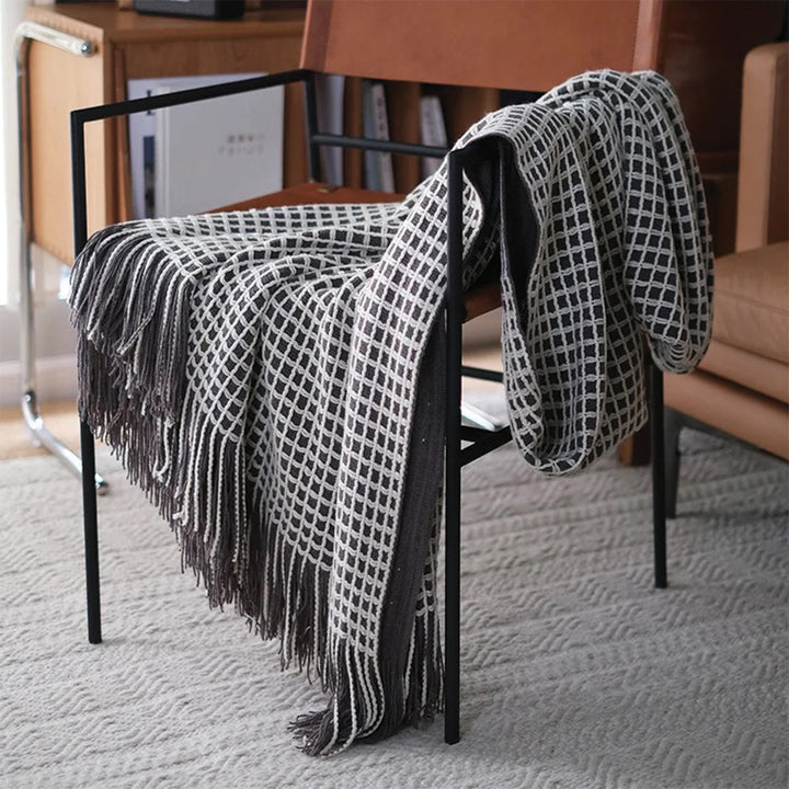 Checker Knitted Throw Blanket