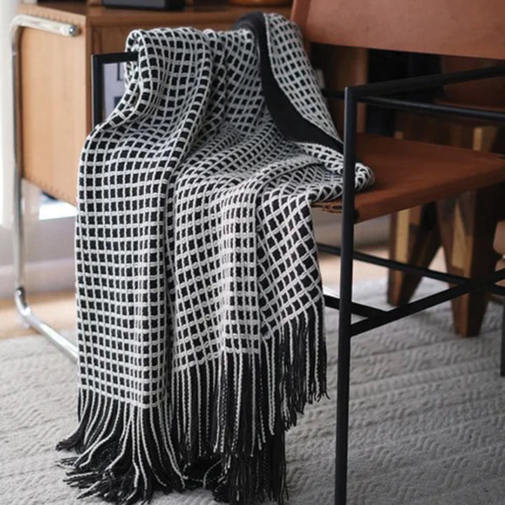 Checker Knitted Throw Blanket