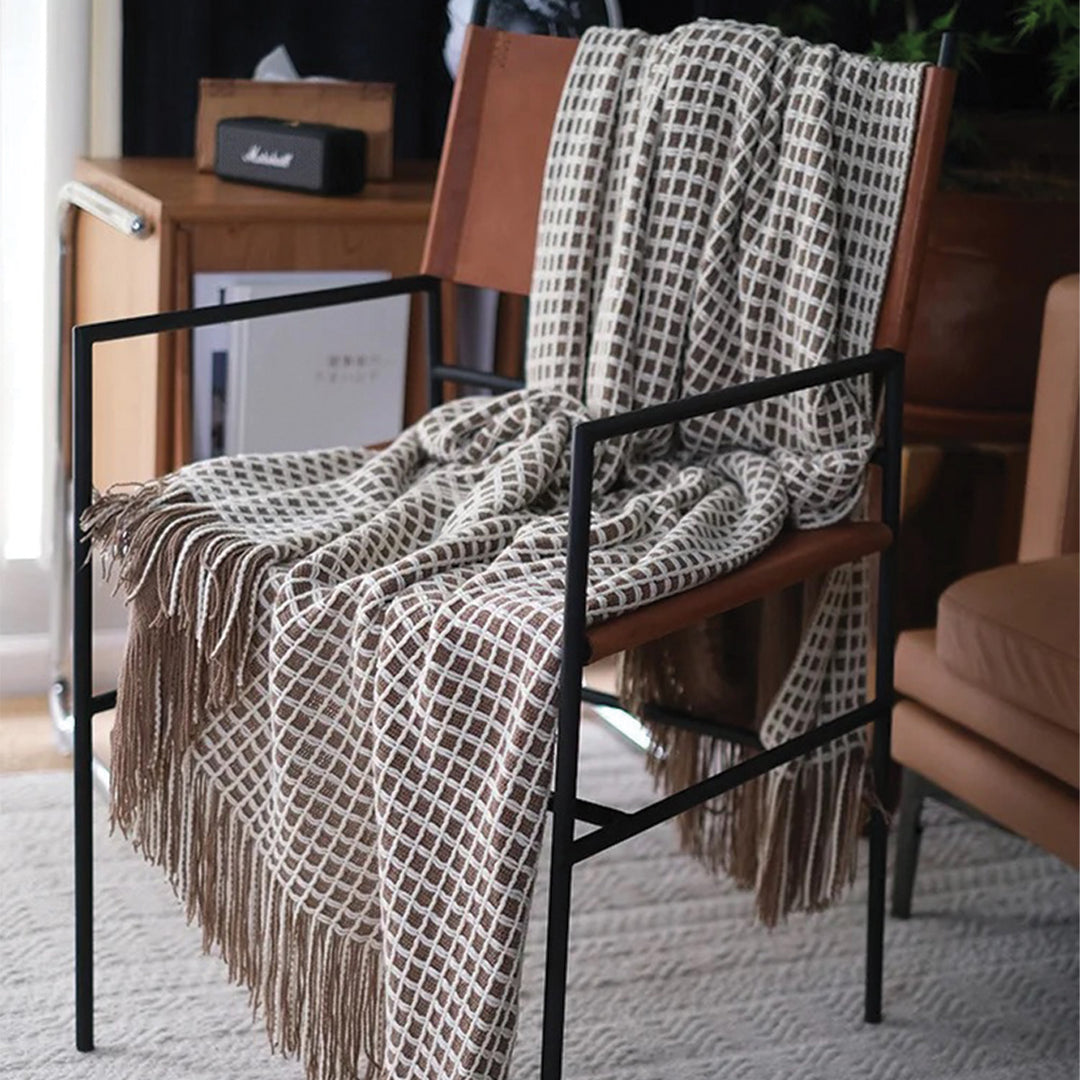 Checker Knitted Throw Blanket