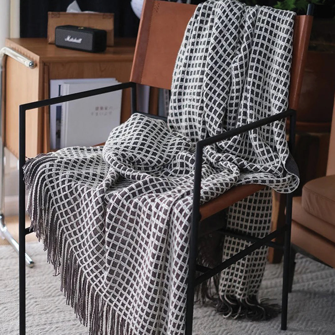 Checker Knitted Throw Blanket