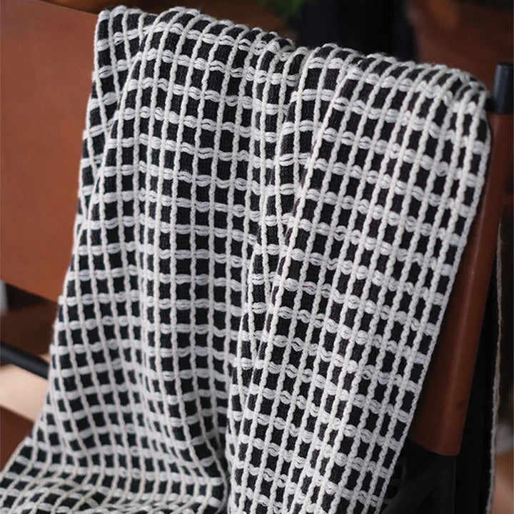 Checker Knitted Throw Blanket