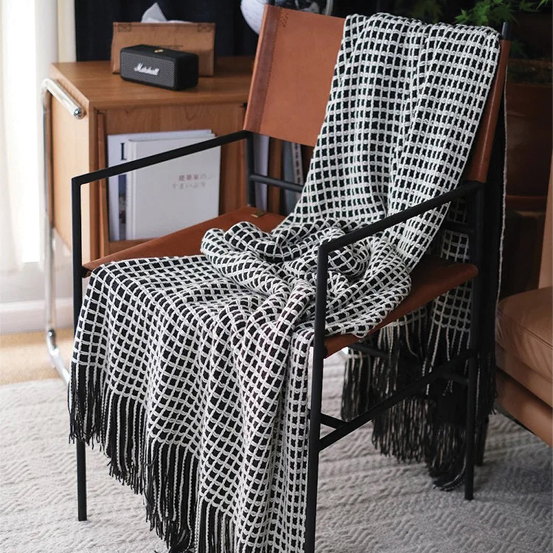 Checker Knitted Throw Blanket