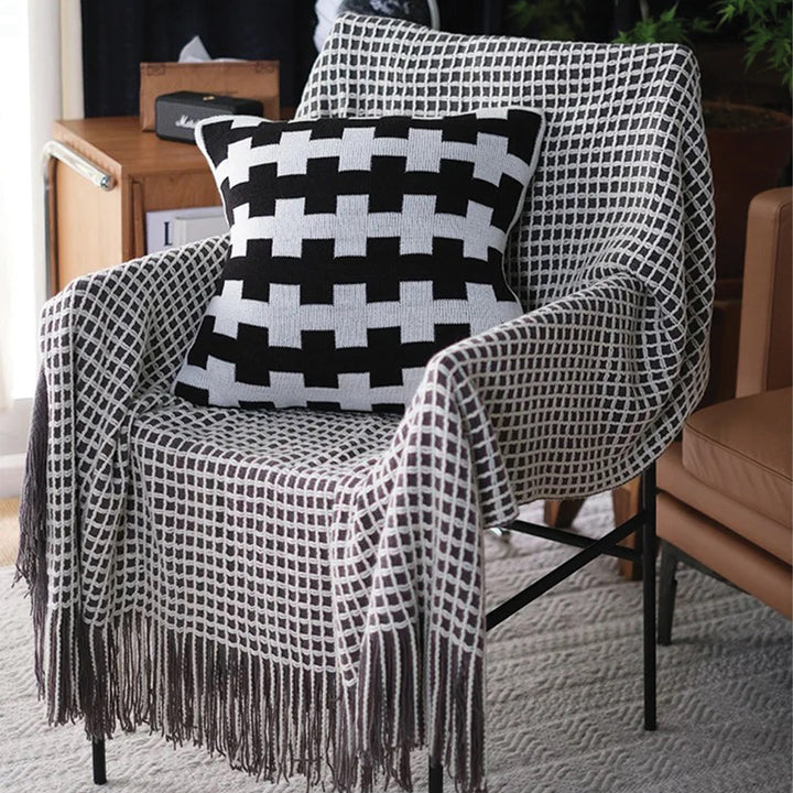 Checker Knitted Throw Blanket