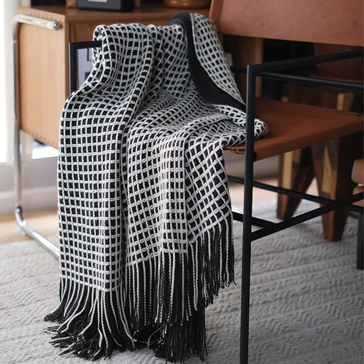 Checker Knitted Throw Blanket