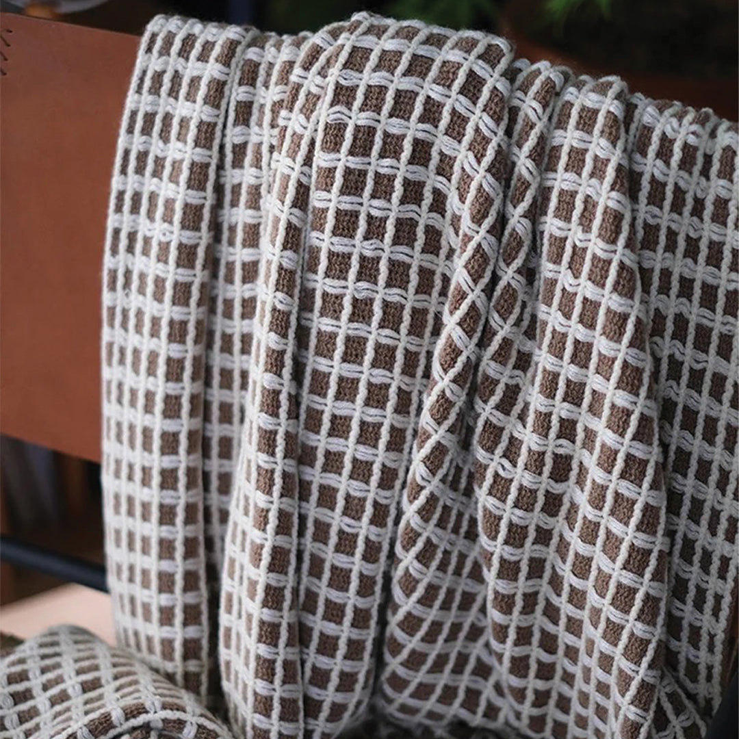 Checker Knitted Throw Blanket