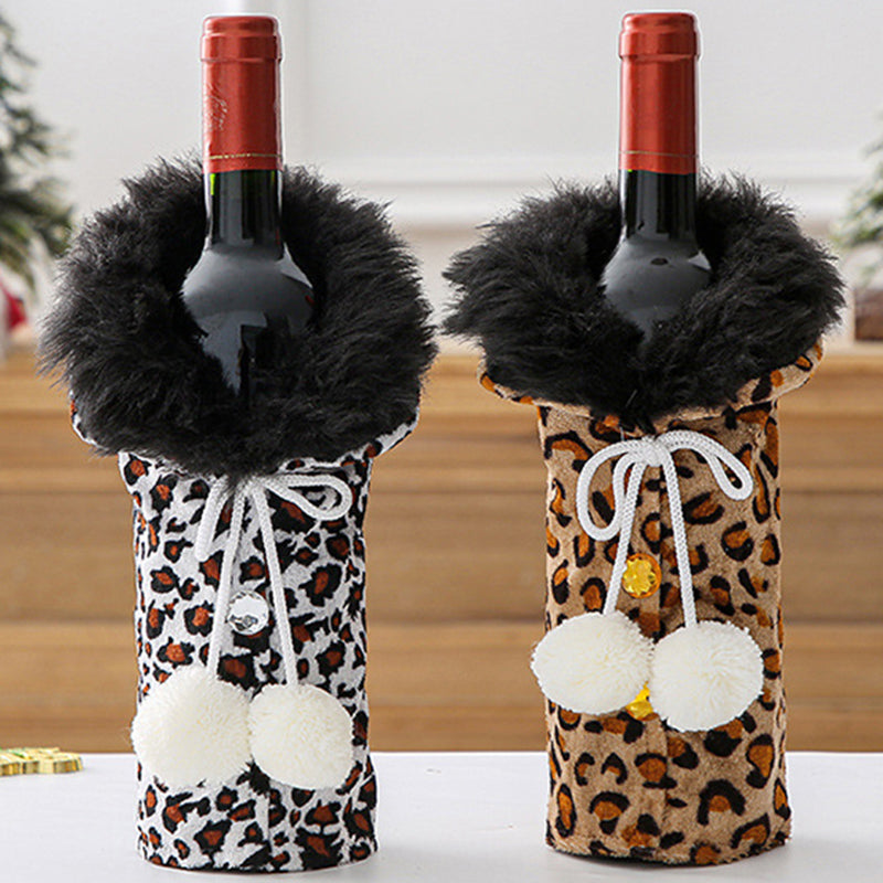 Christmas Fur Collar Wine Bottle Cover