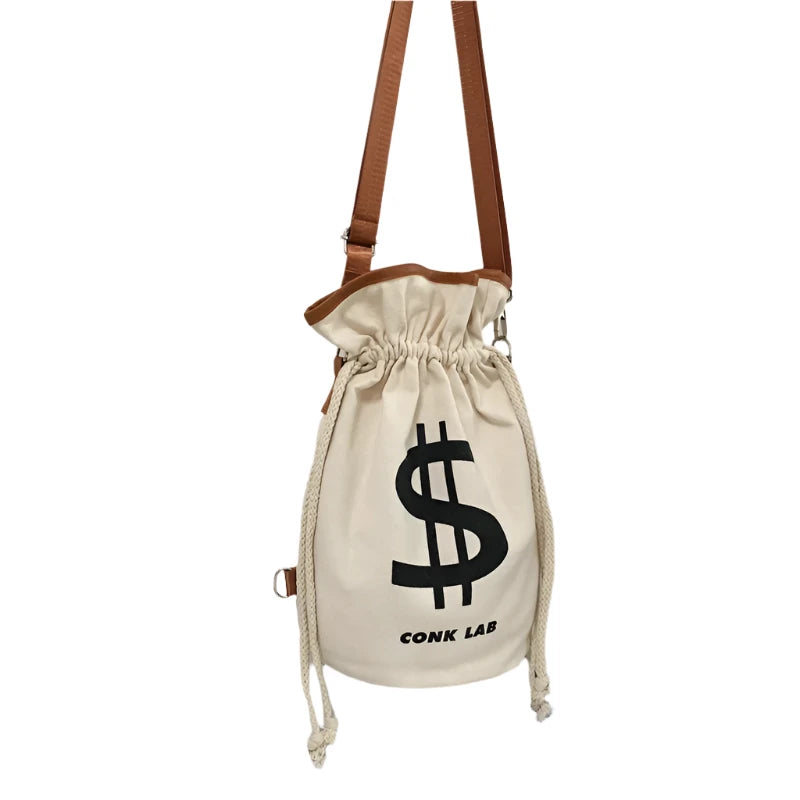 US Dollar Print Cotton Canvas Backpack