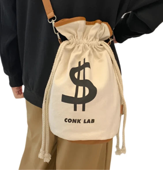 US Dollar Print Cotton Canvas Backpack