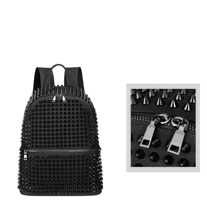 Leather Rivet Black Backpack