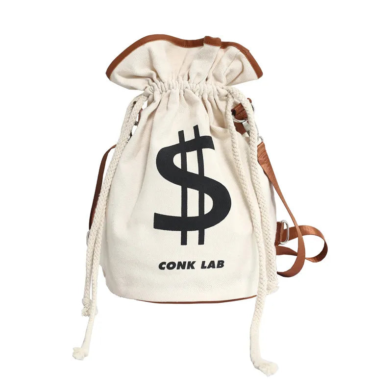 US Dollar Print Cotton Canvas Backpack