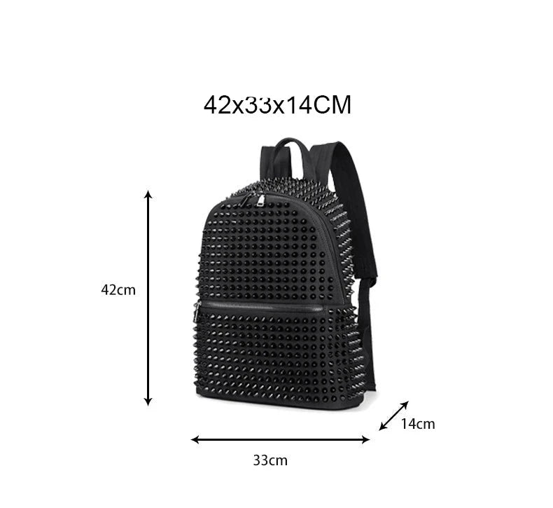 Leather Rivet Black Backpack