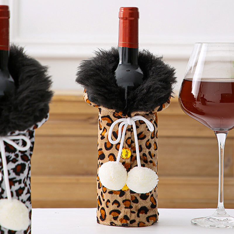 Christmas Fur Collar Wine Bottle Cover