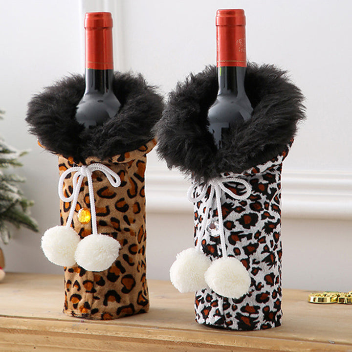 Christmas Fur Collar Wine Bottle Cover