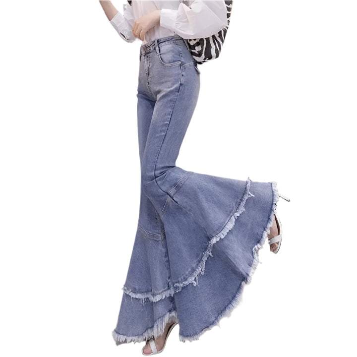 Flared Fringed Tassel Split Skinny Jean