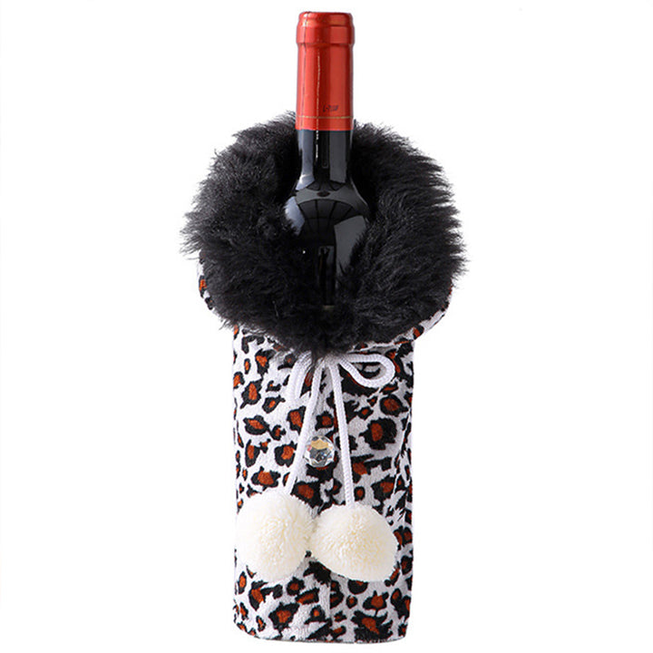 Christmas Fur Collar Wine Bottle Cover