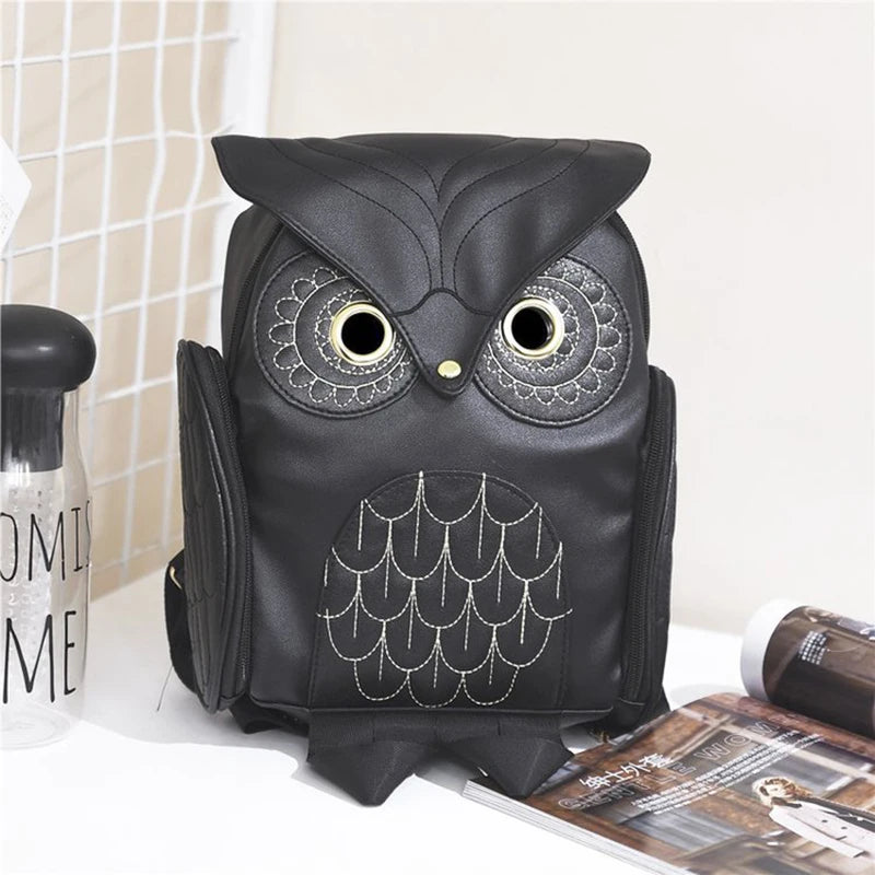 Vegan Leather Owl Backpack,