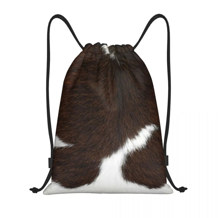 Cow Hide Drawstring Bag