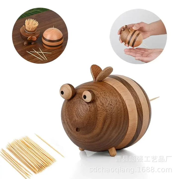 Wooden Bee Toothpick dispenser