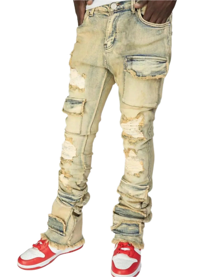 Retro Stretchy Cargo Jeans