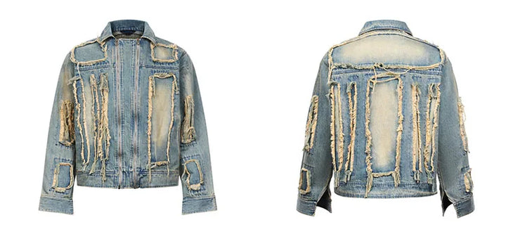 Retro Distressed Ripped Denim Jacket