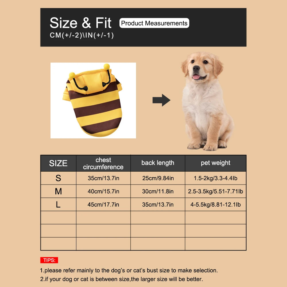 Hoodie Bees Pet Clothes