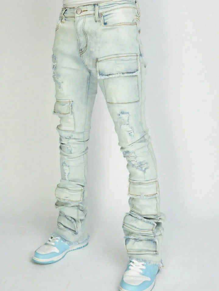 Retro Stretchy Cargo Jeans
