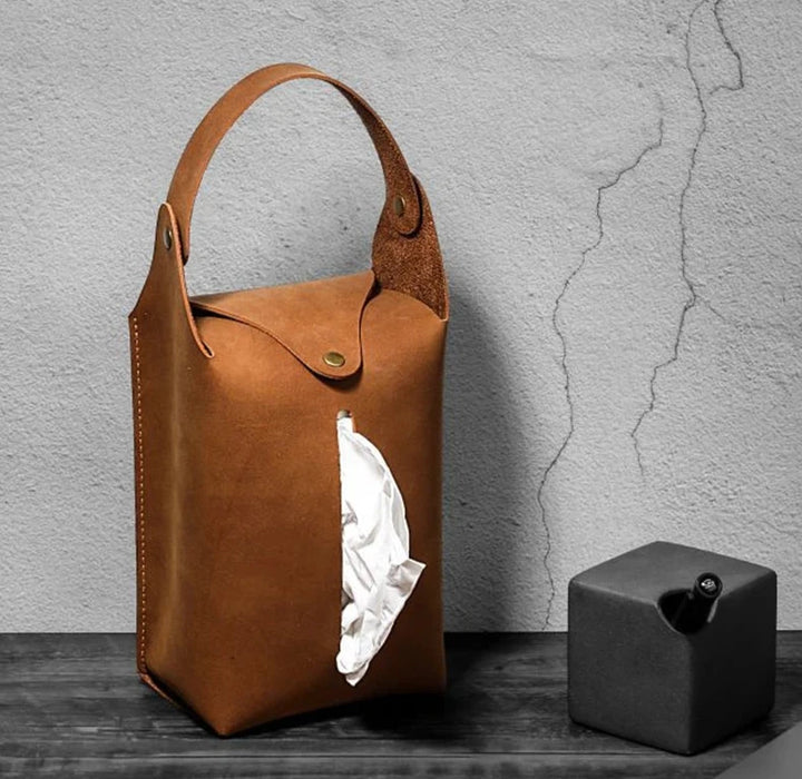 Retro Leather Tissue Box