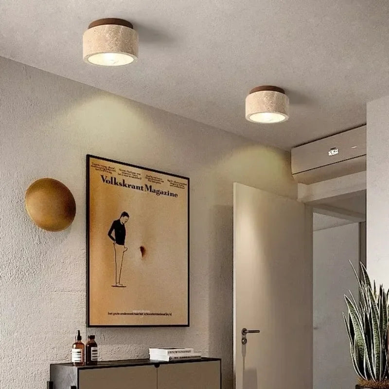 Modern Stone Travertine Ceiling Lamp