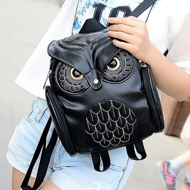 Vegan Leather Owl Backpack,