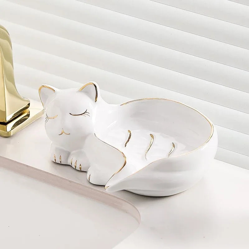 Ceramic Cat Soap Dish