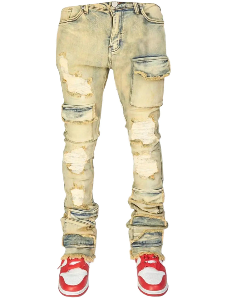 Retro Stretchy Cargo Jeans