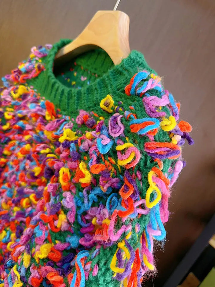 Crochet Jumper Rainbow Color Handmade Sweater