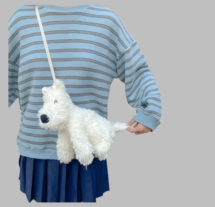 Plush doll dog shoulder bag