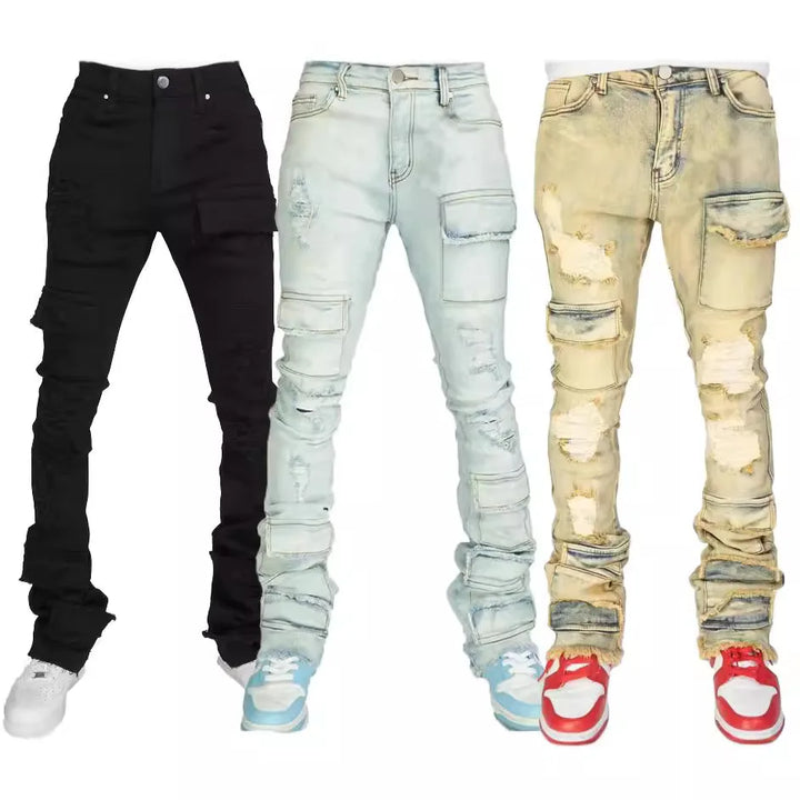 Retro Stretchy Cargo Jeans