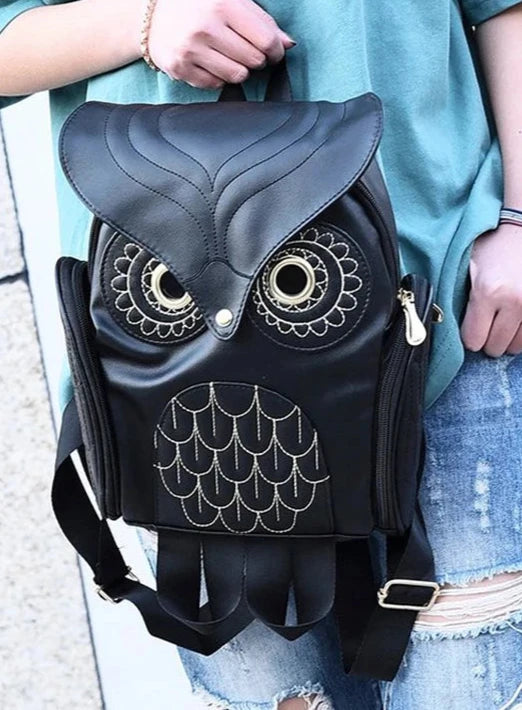 Vegan Leather Owl Backpack,