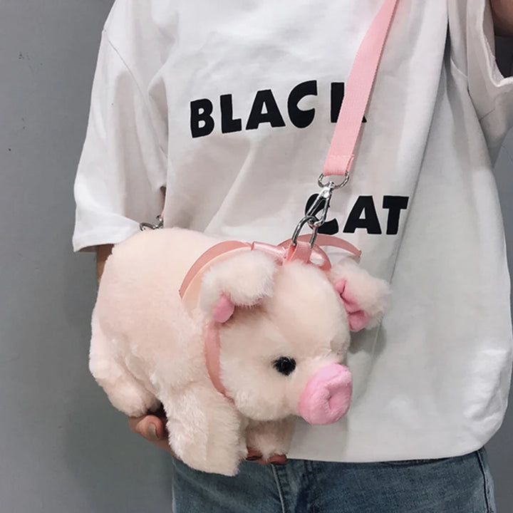 Plush Stuffed Pig Shoulder Bag