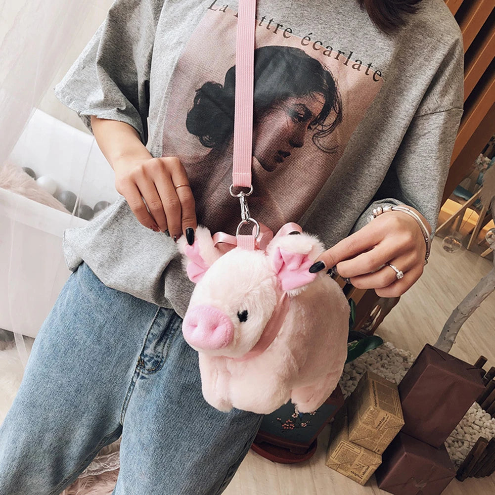 Plush Stuffed Pig Shoulder Bag