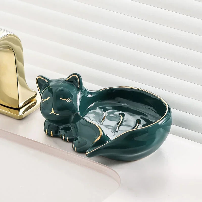 Ceramic Cat Soap Dish