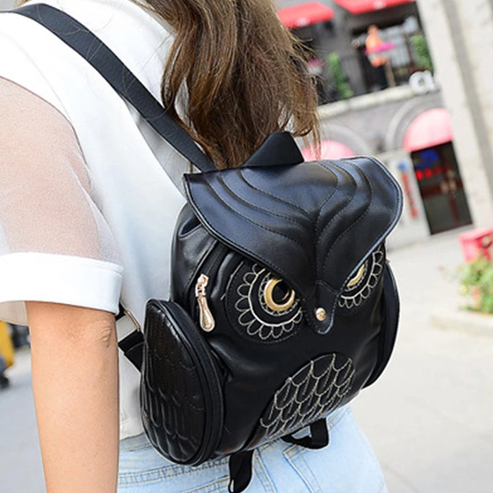 Vegan Leather Owl Backpack,