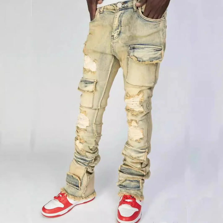 Retro Stretchy Cargo Jeans