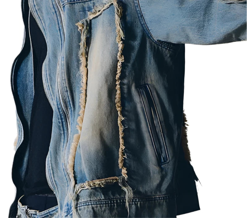 Retro Distressed Ripped Denim Jacket