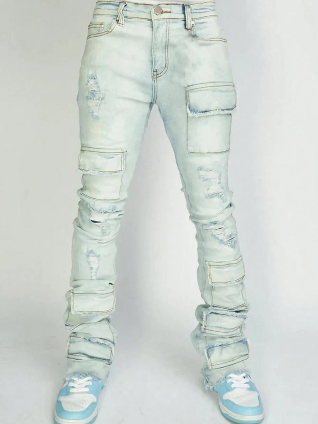 Retro Stretchy Cargo Jeans