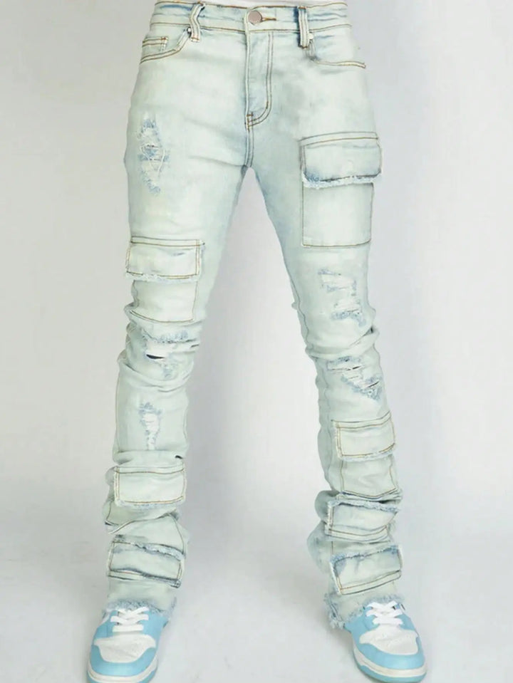 Retro Stretchy Cargo Jeans