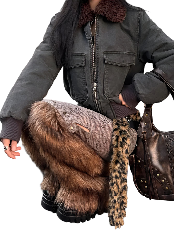 Vintage Micro Flare Faux Fur Jeans