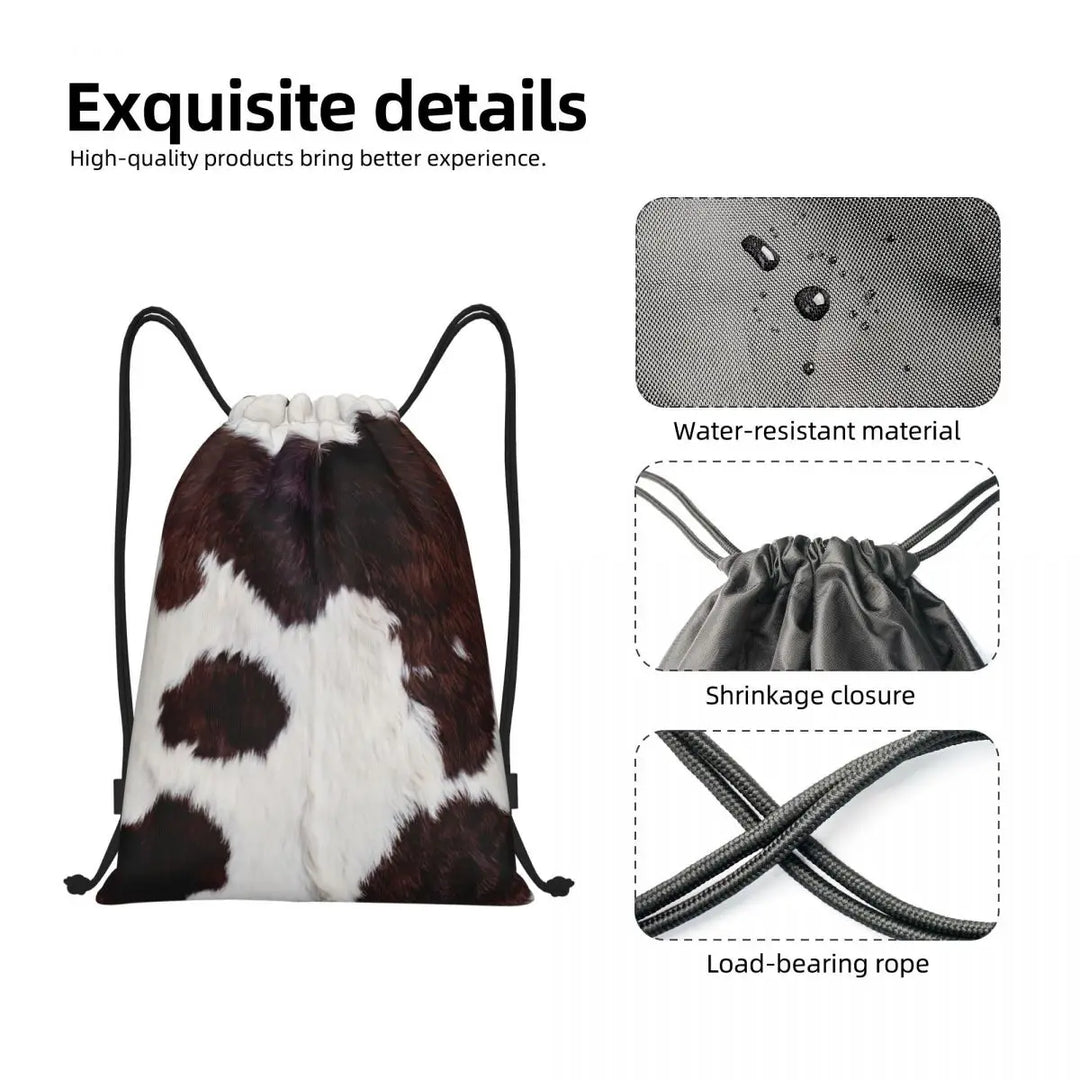 Cow Hide Drawstring Bag