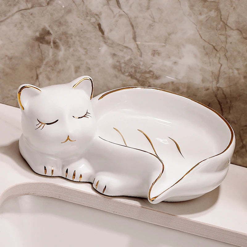 Ceramic Cat Soap Dish