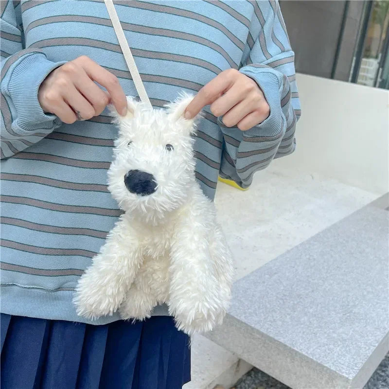 Plush doll dog shoulder bag