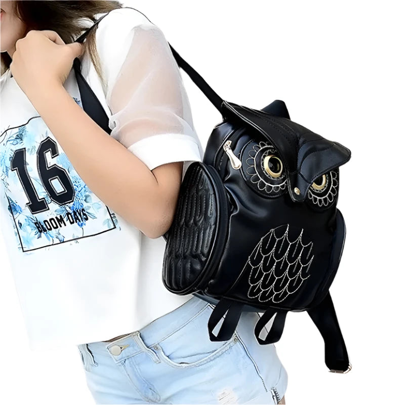 Vegan Leather Owl Backpack,