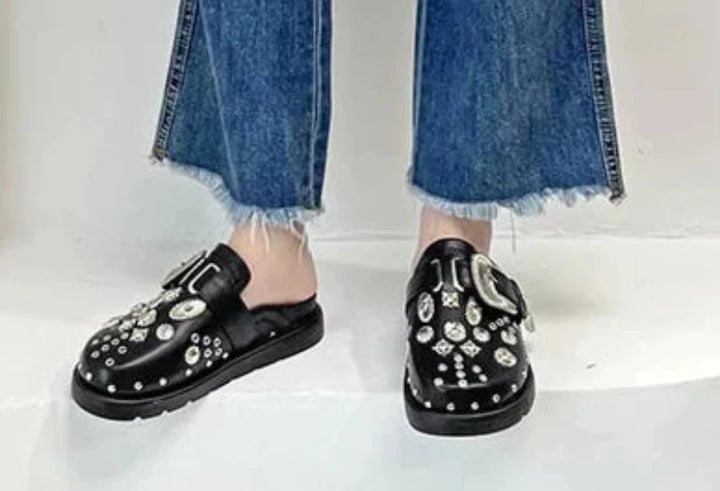 Women's Leather Street Punk Slippers